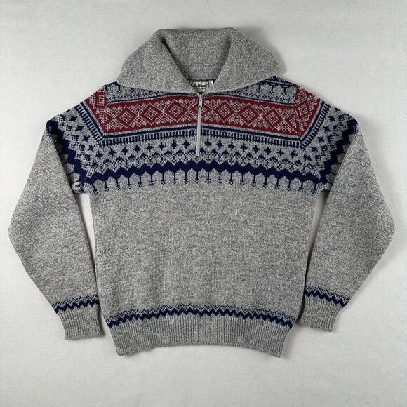 L.L. Bean Sweaters - Vintage LL Bean Sweater Women’s Medium Fair Isle Collared 1/4 Zip